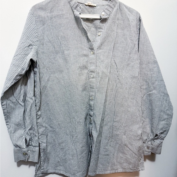 Eileen Fisher Organic Linen Mandarin Collar Button-Up – M French Style - Picture 4 of 5